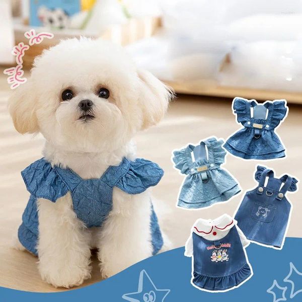 Vêtements de chien robe denim bleu jupe de chiot d'été