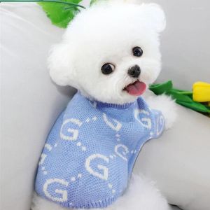 Appareils pour chiens Pull bleu lettre créative chiot tricot