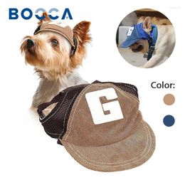 Dog Apparel Bocca Baseball Cap Corduroy Hats With Ear Holes Letter G For Small Medium Large Outdoor Sport Sunscreen Pet Caps Fashion