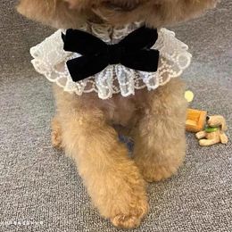 Vêtements pour chiens Bow dentelle collier vêtements élégant rétro rot tissu petits chiens vêtements chat Kawaii mode européenne fête Bichon articles pour animaux de compagnie mignons