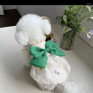 Vêtements pour chiens Bow Tie Jupe Vêtements pour animaux de compagnie Robe de princesse pour chiens Vêtements Chat Petit imprimé Mignon Mince Été Blanc Fille Mode Chihuahua