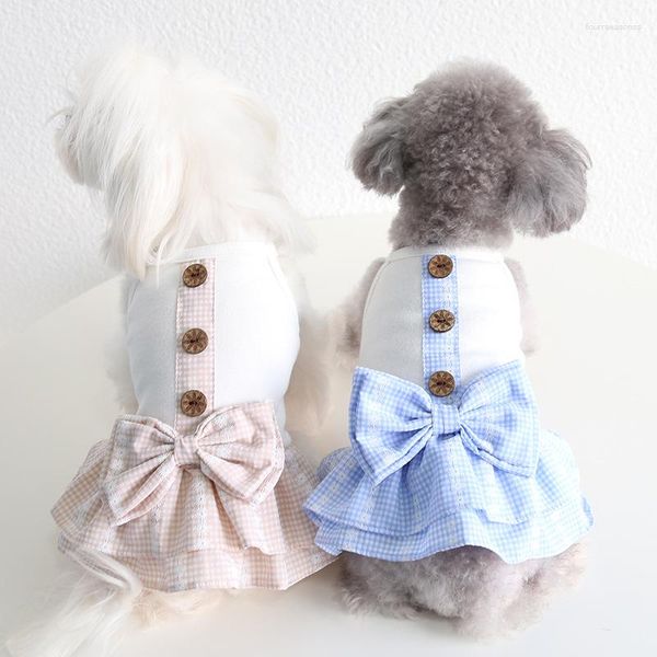 Ropa para perros vestido de bowknot lindo disfraz de mascota cachorro de una pieza faldas largas drop ship yorkshire terrier schnauzer shih tzu traje ropa perro