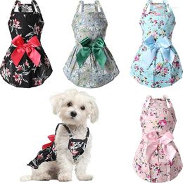 Vêtements pour chiens Bowknot Robe florale Mariage pour animaux de compagnie pour Chihuahua Pug Yorkie Chiot Vêtements Été Petits chiens Chats