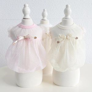 Vêtements pour chiens Bowknot dentelle maille robe petits vêtements fantaisie princesse vêtements chat doux Kawaii mode costume produits pour animaux de compagnie en gros