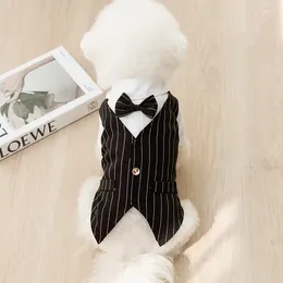 Dog Apparel Boy Suit Summer Pet Tuxedo Puppy Dress Teddy Fashion Shirt Two Legs Cardigan Yorkshire Bow Tie Vest