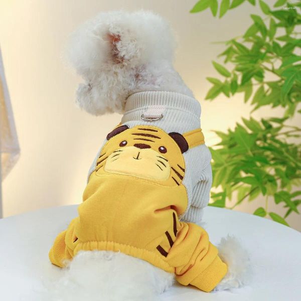 Appareil de chien garçon tigre chiot vêtements d'automne drôle Halloween Shirt White Pet Animal Jumps Assaissement