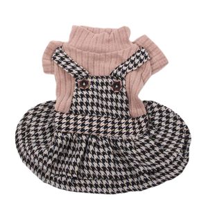 Dog Apparel BoyGirl Dog Cat Dress Sweater Strap Houndstooth Design Pet Hoodie AutumnWinter Clothing Apparel For Dogs Cats 231023