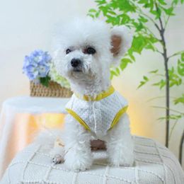 Vêtements pour chiens Vêtements pour animaux de compagnie respirants Col rond Conception de blocage de couleur Combinaison confortable Petit body pour fournitures