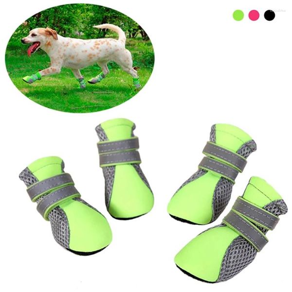 Ropa para perros zapatillas para caminar al aire libre transpirable red de verano suave botas reflectantes para perros pequeños grandes perros pequeños