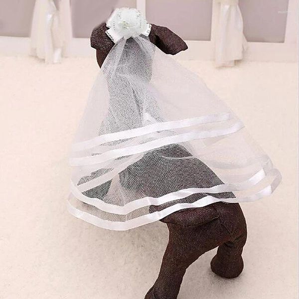 Vêtements de chien Fournisseur d'animaux de compagnie de mariée Mignon Chiot Chat Coiffe de mariage Voile Chapeaux Pinces à cheveux Accessoires de toilettage