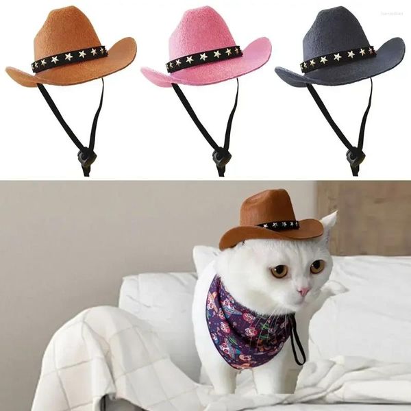 Ropa de perro British Pet Hat Star Cowboy Suministros de vestuario ajustable Top Headrips Caps Sol Hats para mediano pequeño