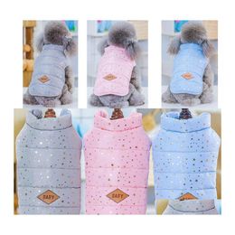 Ropa para perros Ropa de estrella de bronceado Chaleco acolchado sin mangas cálido de invierno para mascotas Shih Tzu Yorkie Perros Ropa para mascotas Traje de gato Xxl Drop Dhhfj