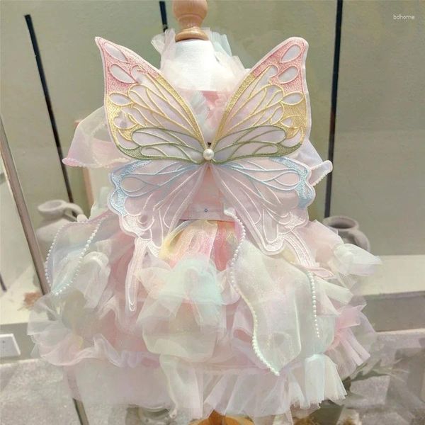 Vêtements pour chiens papillon princesse robe de animal de compagnie doux super petit mignon chihuahua soft imprimer l'été rose fille mascotte