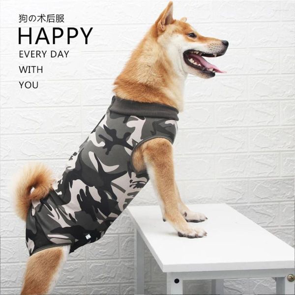 Camouflage de vêtements de chien Le coton contient le chair de récupération des cheveux sport Full BodySuit Jumps pour petits grands chiens