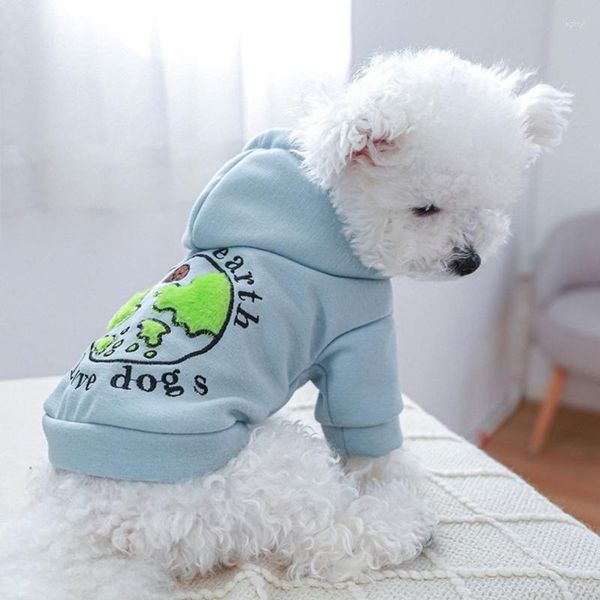 Vêtements pour chiens vêtements de camping amour terre thème environnemental pull printemps chiot pyjamas couleur bleue