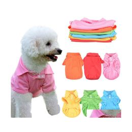 Vêtements pour chiens couleur bonbon T-shirt pour animaux de compagnie chiot col chemise petit chat vêtements été Teddy Xsxl livraison directe maison jardin fournitures Dhiue