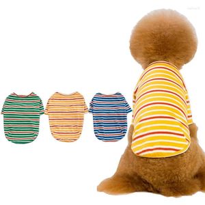 Hondenkleding snoepkleurstrepen huisdier kleding lente zomer t -shirt voor kleine honden hoge elasticiteit kattenproducten met korte mouwen cat overalls