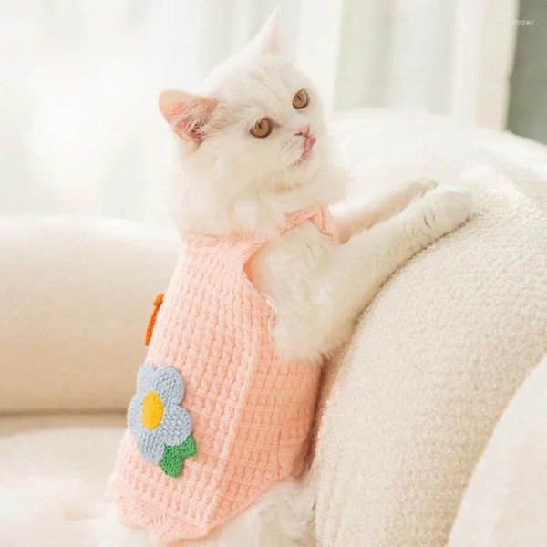 Carton de vêtements pour chiens Animaux mignons Sweater licou tissé à la main Puppy Tricoter Muppet Cat Cotation de Pet Vêtements pour les petits chiens