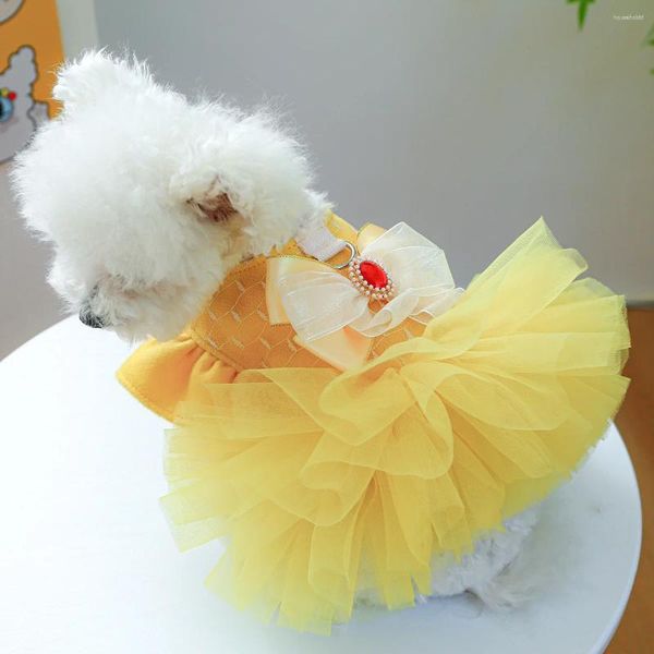 Robe de mariée de créateurs de dessins de dessins dessinons pour chiens pour petits chiens vêtements en laine jaune pour animaux de compagnie chihuahua chiots vêtements de luxe d'hiver