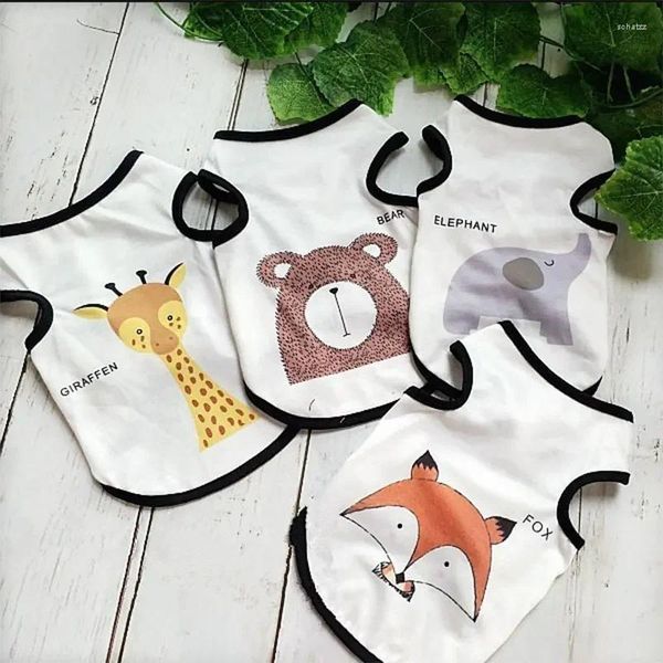 Vêtements pour chiens Dessin animé Girafe Ours Éléphant Gilet pour animaux de compagnie Chiot Vêtements respirants Chemise de chat doux Manteau York Chihuahua XS-2XL