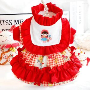 Vêtements de chien dessin animé miel filles jupe vêtements robe rouge chiens vêtements Kawaii petit animal de compagnie doux épais costume automne hiver Ropa Para Perro