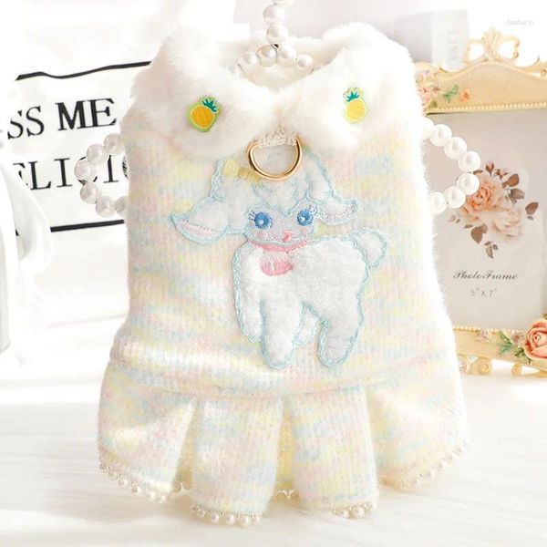 Vêtements pour chiens Dessin animé Agneau Jupe Vêtements Robe Kawaii Chiens Vêtements Petit Animal De Compagnie Doux Chaud Doux Costume Automne Hiver Ropa Para Perro