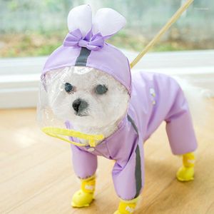 Vêtements pour chiens dessin animé imprimé imperméable à quatre pattes imperméable paquet complet Teddy vêtements pour animaux de compagnie Poncho quatre saisons universel