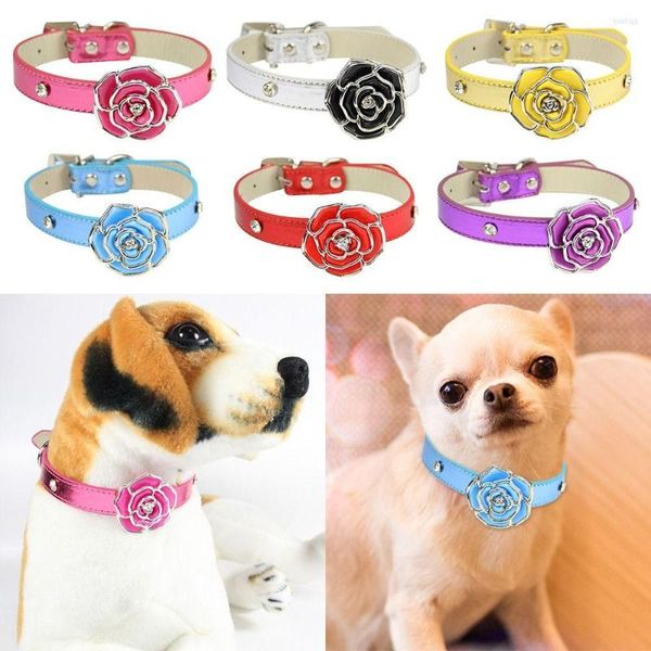 Ropa para perros Accesorios para gatos Joyas con diamantes Collar ajustable para perros Suministros para collares para mascotas Rosa