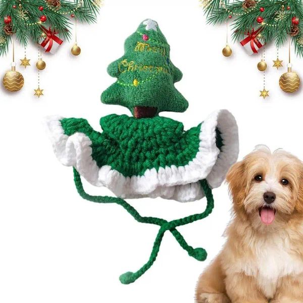 Vêtements pour chiens Chat Chapeau d'arbre de Noël Doux tricoté pour chiens Accessoires de fête Thème d'Halloween pour animaux de compagnie