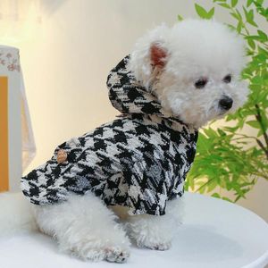 Hondenkleding kattenkleding herfst en winter warme liefde Houndstooth windbreaker huisdier puppy kleding producten huisdieren