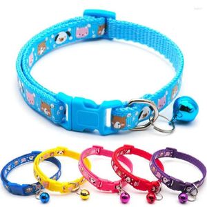 Collier de chat de vêtements de chien pour chiot chaton petits animaux colliers réglables collier de cloche mignon chiens tête impression accessoires pour animaux de compagnie