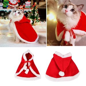 Vêtements pour chiens Costume de chat Père Noël Cosplay Amusant Changement de forme Chat / Chien Animal de compagnie Cape de vacances de Noël Habiller Vêtements Écharpe rouge Prop Décoration 231205