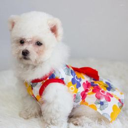 Vêtements pour chiens Robe de chat Floral Summer Chiot Jupe Bow Design Sans manches Pet Princesse Vêtements Ropita De Perro Mascotas Robes