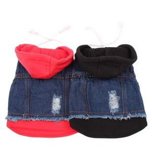 Vêtements pour chiens Chat et gilet Denim Pet Puppy Coat Sweat à capuche Printemps / Automne Vêtementsvaiduryd