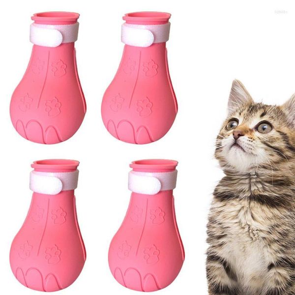 Ropa para perros, cubiertas para pies de gato, juego de 4 pies antiarañazos, Protector de garra de silicona para cortar uñas, baño doméstico y aseo