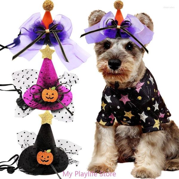 Vêtements de chien Chat Halloween Costume Cap Pet Dogs Party Wizard Hat Dress Up Vêtements Festival Poshoots pointus pour petits