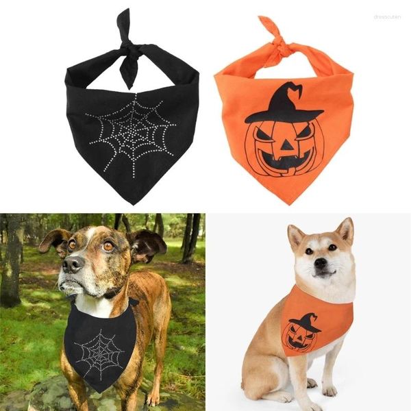 Ropa para perros gato tema de halloween bufanda bufanda disfraz de fiesta decorativa triangular de cuello de cuello de petabia accesorio de babero kxre