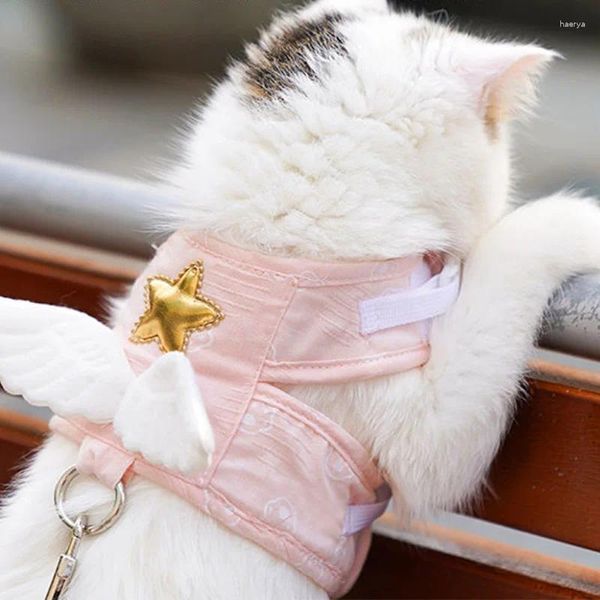 Ropa para perros Conjunto de arnés y correa para gatos Accesorios para mascotas Kawaii Angel Wing Vest para perros Gatos Gatito personalizado Suministros para cachorros