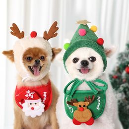 Ropa para perros Sombrero para gatos Mascotas Toalla de saliva Decoraciones navideñas Año nuevo Baberos para gatos Sombreros para perros de Navidad Accesorios para mascotas