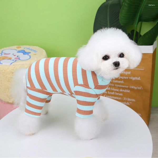 Ropa para perros gato monstruos de pijama diseño de osito rayado para mascota camiseta de chándal suave pantalones knited disfraz de manga larga