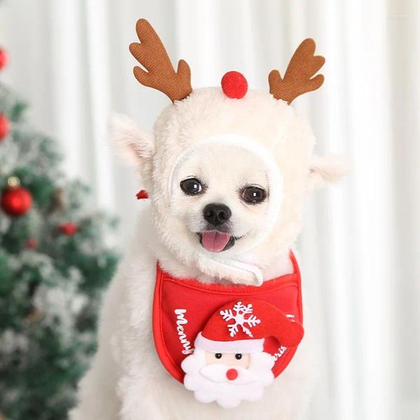 Vêtements de chien chat animal de Noël chapeau de Noël bave serviette de bib en peluche combat pomerang automne et vêtements d'hiver