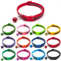 Vêtements pour chiens Collier réfléchissant pour chiot chaton Colliers réglables pour animaux Collier de cloche mignon Collier à rayures Accessoires pour animaux de compagnie