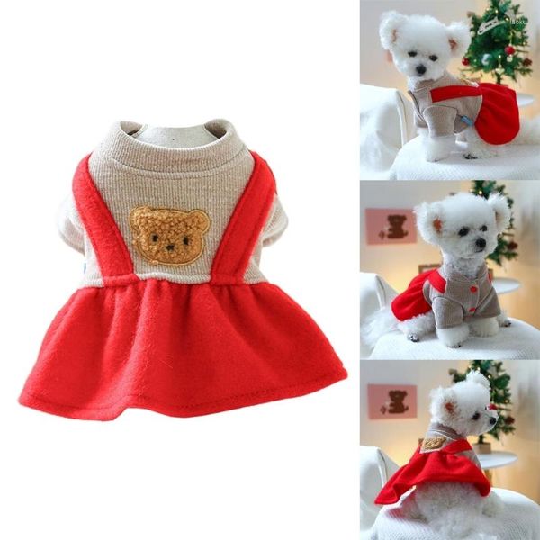Vêtements pour chiens chat santa costume chiens de Noël robes rouges épaissis les vêtements à sweat d'hiver pour petit animal de compagnie Festival y1qb
