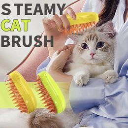 Ropa para perros gato cepillo de vapor choque eléctrico cabello 3 in1 vaporizador para masaje para mascotas quitando enredado y suelto