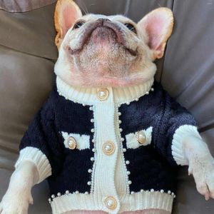 Vêtements pour chiens chat pull luxurant perle décorer en peluche gilet en tricot pour animaux de compagnie d'hiver vêtements chauds astucieux pour les petits chiens moyens chats filles