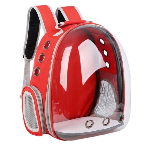 Chien vêtements chat espace Transparent respirant sac à bandoulière animal de compagnie à l'extérieur voyage Portable transporter sac à dos chiens portant Cage rouge