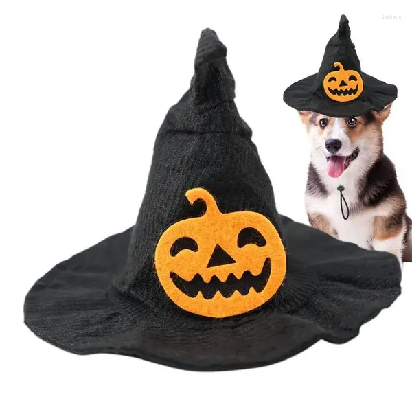 Vestimenta de ropa para perros bruja de bruja tamaño ajustable con diseño de murciélago de sombrero de calabaza espeluznante no cobertizo para el cabello para