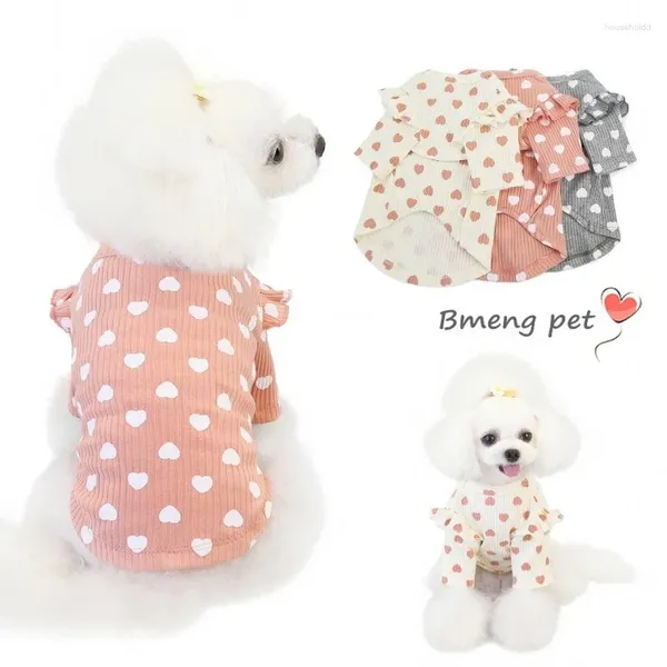 Vêtements pour chiens Chats et chiens Love Print Vêtements Pet Printemps Chemises de fond Mode Dentelle T-shirts Chatons Chiot Robes Petit