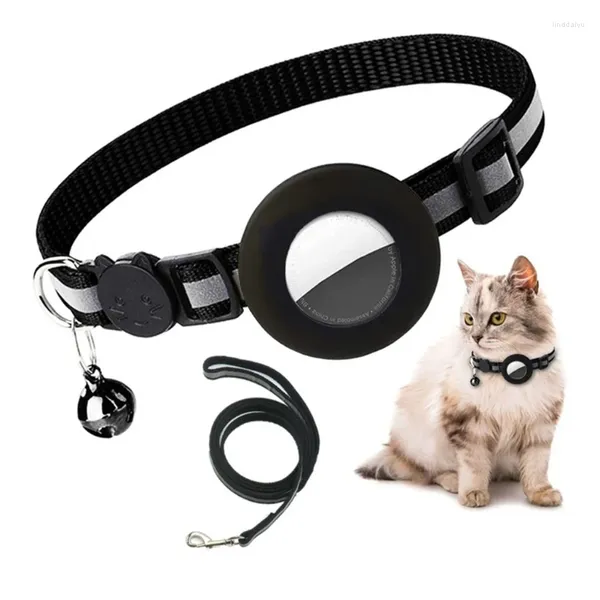 Ropa para perros Collar de gatos ajustable con raya reflectante para Airtag-Tracker Holder Perros Correa de nylon Suministros para mascotas