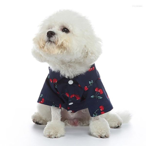 Ropa para perros Camisas de cereza Ropa para mascotas Ropa de moda Perros Súper Pequeño Lindo Chihuahua Estampado Verano Purpúreo Azul Niño Mascotas